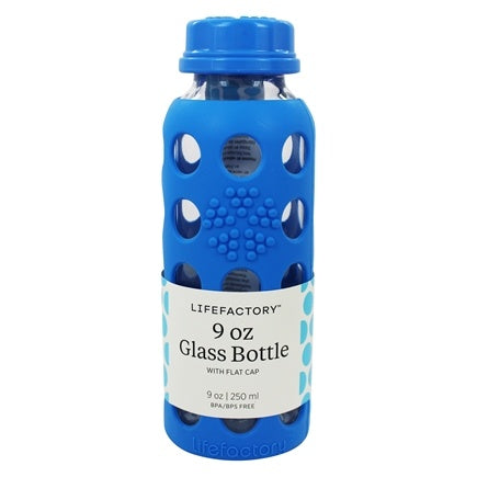 Glass Bottle With Silicone Sleeve 9oz (Flat Cap)