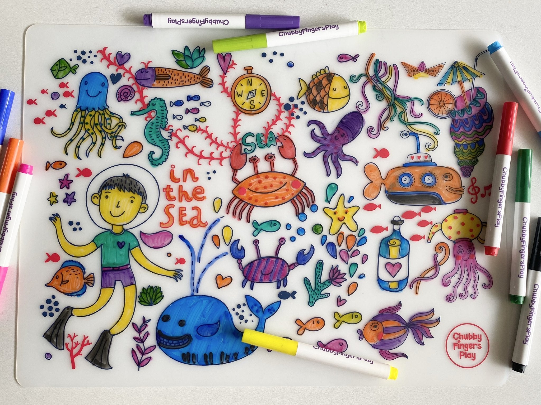 Colouring Placemat + Washable Marker Set